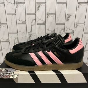 New Adidas Samba Messi Leather Suede Low Indoor Soccer Black Pink Mens 10